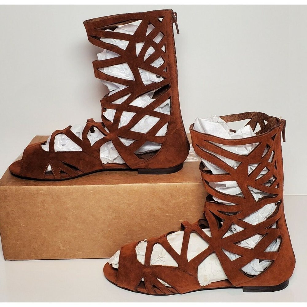 Breckelle's Women's Size 7 Brown Cutout Open Toe Strappy Gladiator Sandal / Shoe